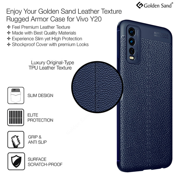 Vivo Y20, Vivo Y20T, Vivo Y20G, Vivo Y20S, Vivo Y20 2021, Vivo Y20A, Vivo Y20i, Vivo Y12G, Vivo Y12S, Vivo Y12A, Vivo Y12S 2021 (6.51 inch) Back Cover | Vegan Leather Series, Blue