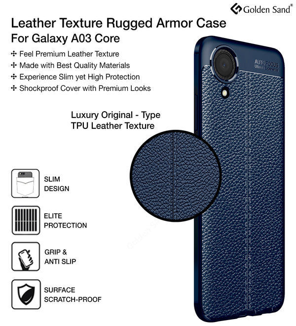Samsung Galaxy A03 Core (6.5 inch) Back Cover | Vegan Leather Series, Blue