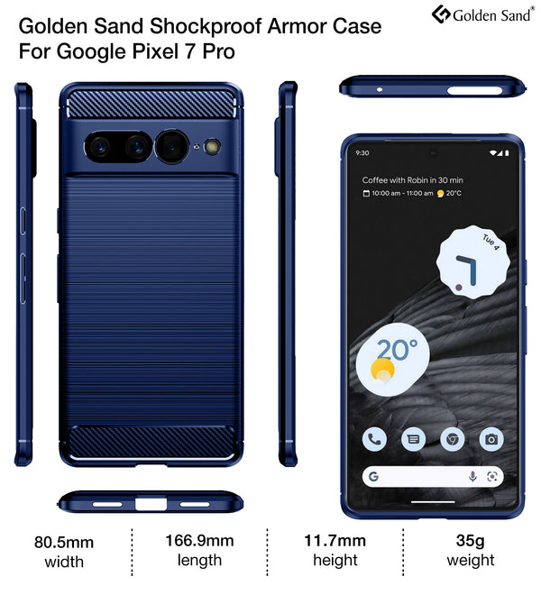 Carbon Fibre Series Shockproof Armor Back Cover for Google Pixel 7 Pro 5G, 6.7 inch, Blue