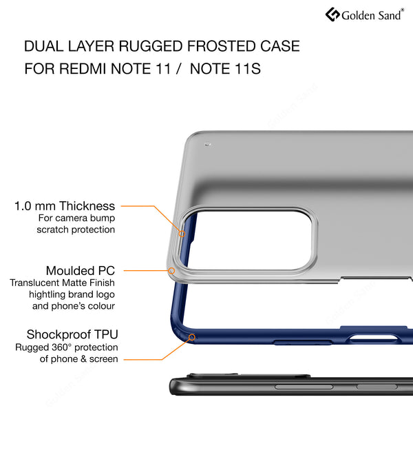 Redmi Note 11, Redmi Note 11S (6.43 inch) Back Cover | Rugged Frosted Series, Blue
