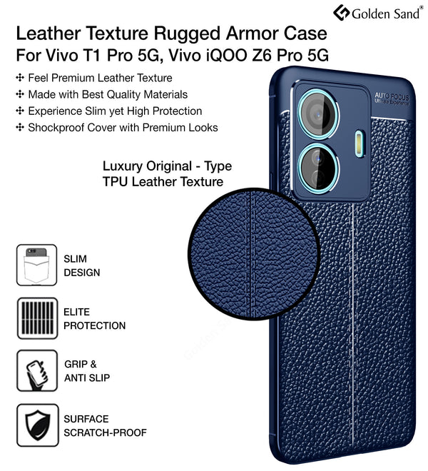 Vivo T1 Pro 5G, iQOO Z6 Pro 5G (6.44 inch) Back Cover | Vegan Leather Series, Blue