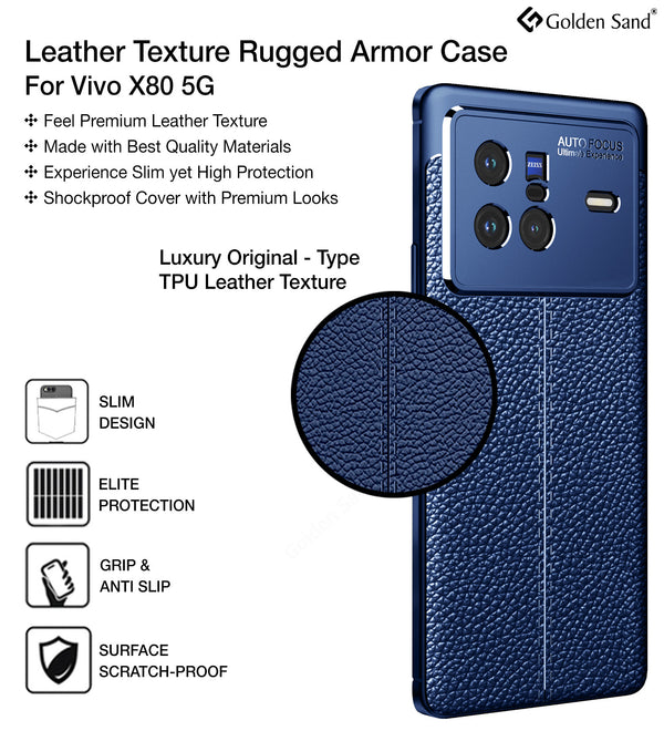 Vivo X80 (6.78 inch) Back Cover | Vegan Leather Series, Blue