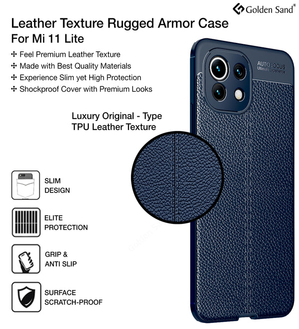 Xiaomi 11 Lite NE 5G, Xiaomi Mi 11 Lite, Xiaomi Mi 11 Lite 5G (6.55 inch) Back Cover | Vegan Leather Series, Blue