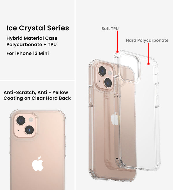 Apple iPhone 13 Mini (5.4 inch) Back Cover | Ice Crystal Series, Crystal Clear