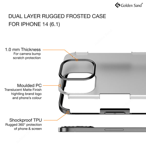 Apple iPhone 14 (6.1 inch) Back Cover | Rugged Frosted Series, Black