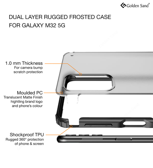 Samsung Galaxy M32 5G (6.5 inch) Back Cover | Rugged Frosted Series, Black