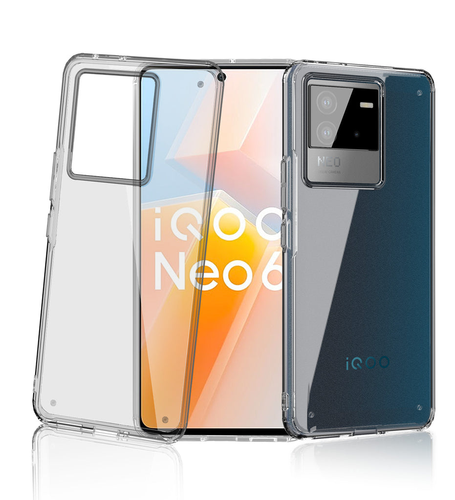 iQOO Neo 6 5G (6.62 inch) Back Cover | Ice Crystal Series [Anti Yellow], Black Clear