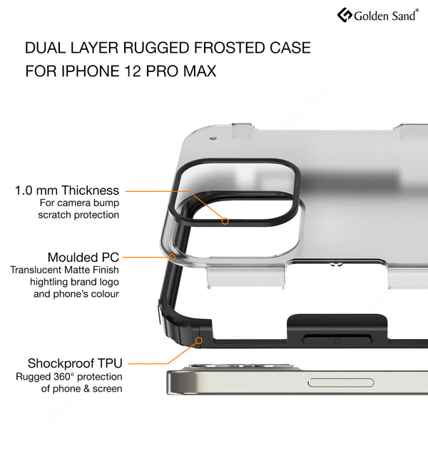 Apple iPhone 12 Pro Max Back Cover | Rugged Frosted Series, Black