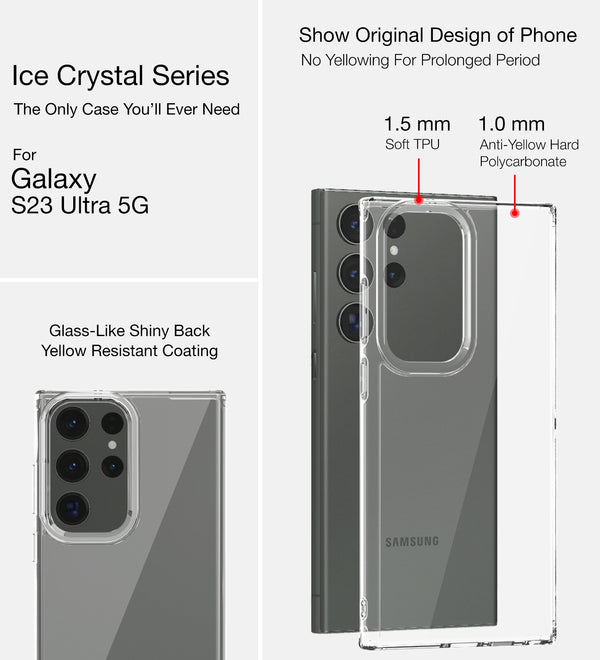 Samsung Galaxy S23 Ultra 5G (6.8 inch) Back Cover | Ice Crystal Series, Crystal Clear