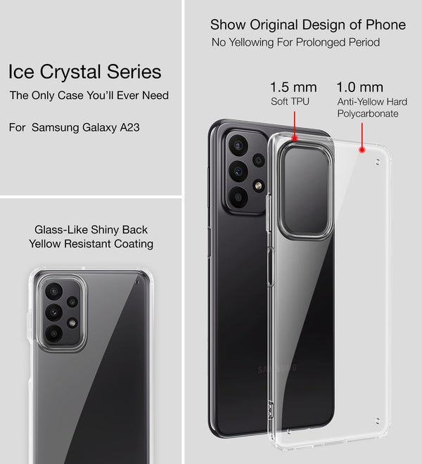 Samsung Galaxy A23 5G, Samsung Galaxy A23 4G (6.6 inch) Back Cover | Ice Crystal Series, Clear
