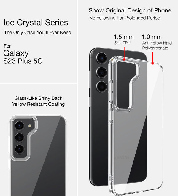 Samsung Galaxy S23+ Plus 5G (6.6 inch) Back Cover | Ice Crystal Series, Crystal Clear
