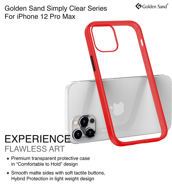 Simply Clear Series Hybrid Transparent Back Cover for Apple iPhone 12 Pro Max, Red